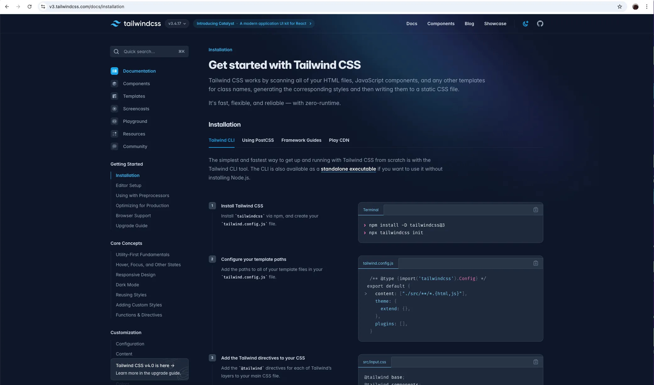 Tailwind Documentation.