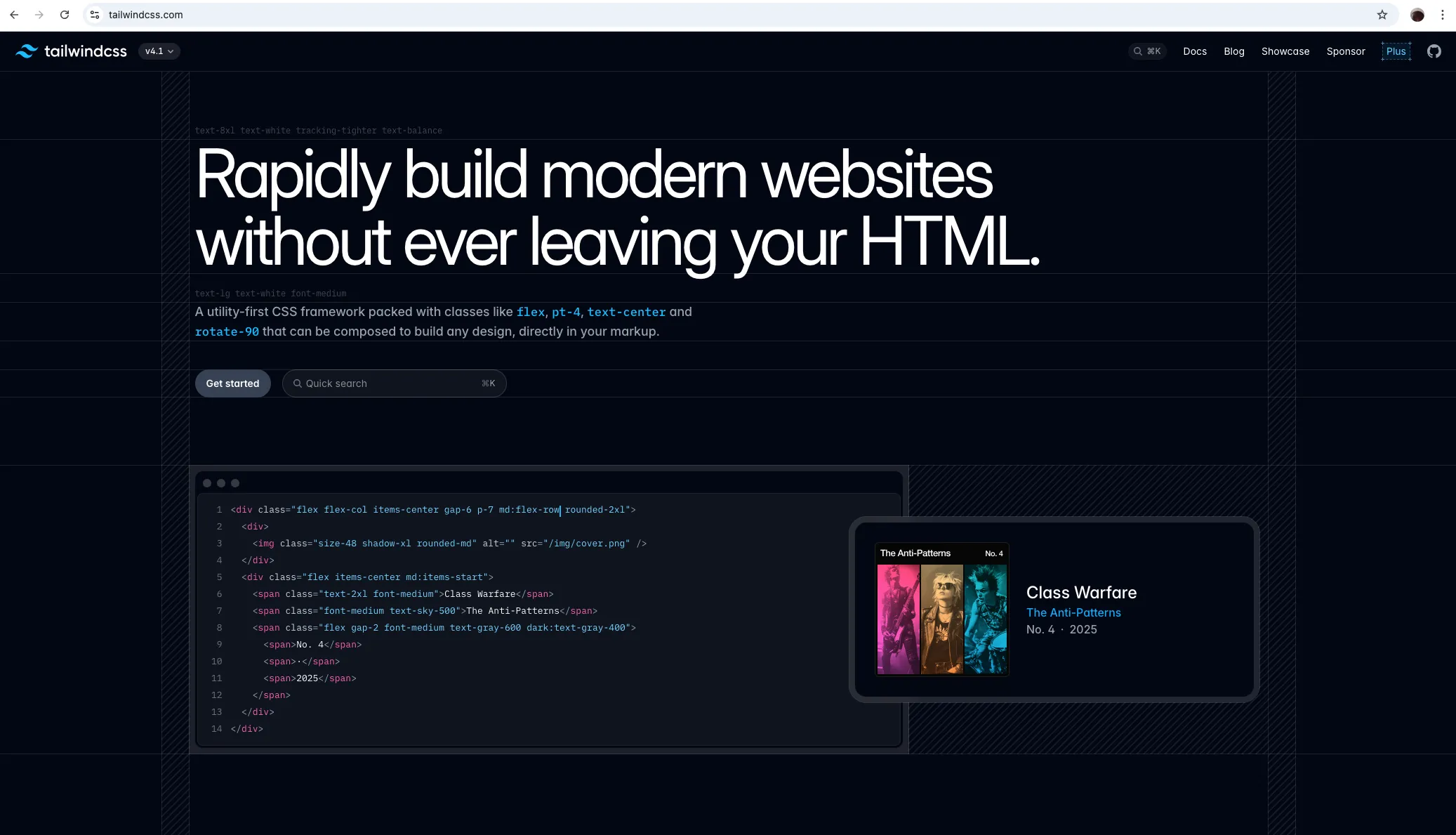 TailwindCSS claim in building Rapidly modern websites.